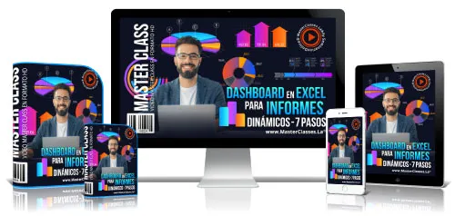 Portada del curso DASHBOARD EN EXCEL PARA INFORMES DINÁMICOS – 7 PASOS